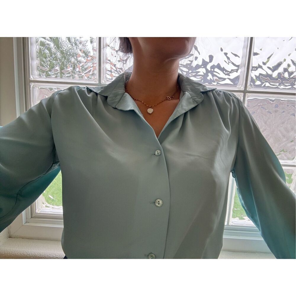 James Kenrob women’s vintage 90s Japanese button up blouse light blue